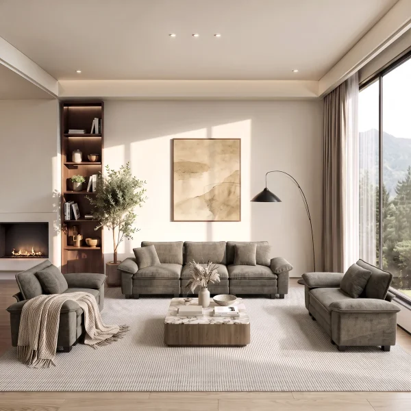 Zelan Set Sofa Tamu Elegan Estetik Modern Rangka Kayu Jati